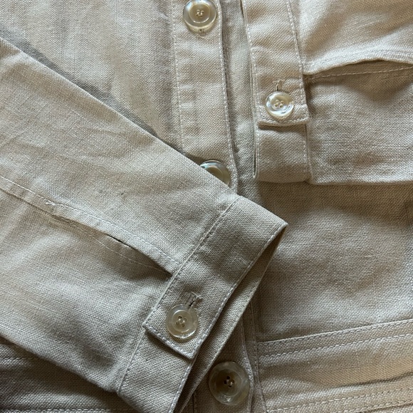 Kasper Safari Style Blazer Jacket Linen Blend Cream/Tan Size 10 - Picture 8 of 12